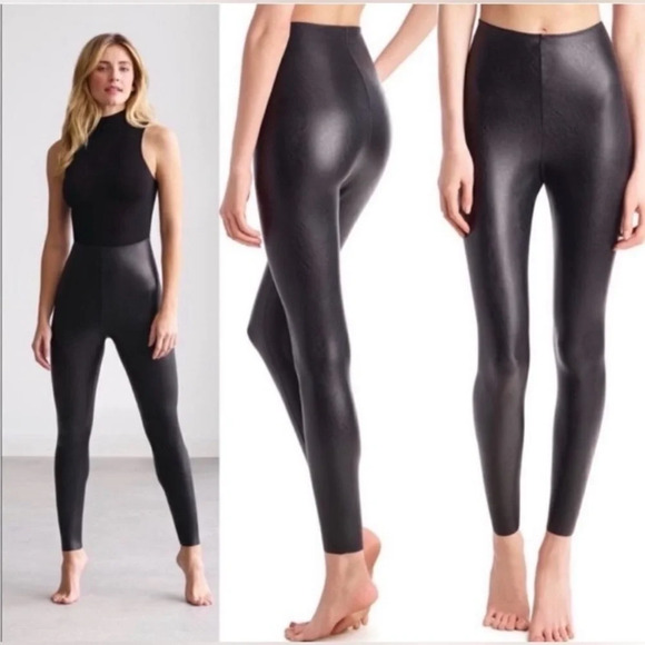 New! Commando Control Faux Leather Leggings Black nwot 33829 - Picture 1 of 13